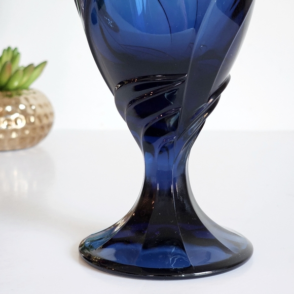 Vintage Noritake 1985 Sweet Swirl Dark Blue Midnight Water Goblet Iced Tea Glass - Picture 5 of 10